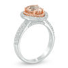 Thumbnail Image 1 of Pear-Shaped Morganite and 1/2 CT. T.W. Diamond Frame Ring in 14K Two-Tone Gold