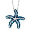 Thumbnail Image 1 of 1/10 CT. T.W. Enhanced Blue and White Diamond Starfish Pendant in Sterling Silver