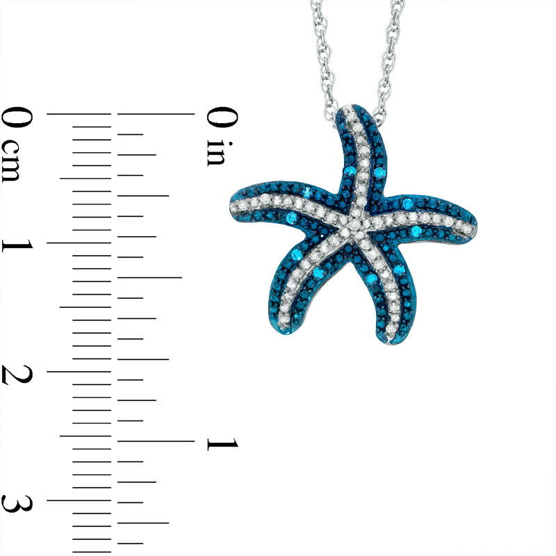 Main Image 2 of 1/10 CT. T.W. Enhanced Blue and White Diamond Starfish Pendant in Sterling Silver