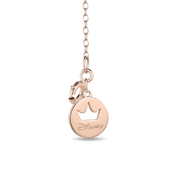 Enchanted Disney Belle 1/10 CT. T.w. Diamond Rose Pendant in 10K Rose Gold - 19"