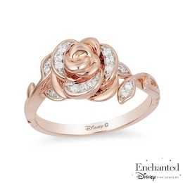 Enchanted Disney Belle 1/10 CT. T.W. Diamond Rose Ring in 10K Rose Gold