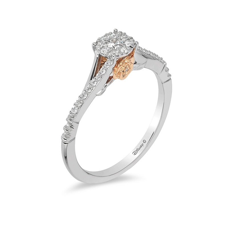 Main Image 2 of Enchanted Disney Belle 1/5 CT. T.W. Diamond Frame Promise Ring in 10K Two-Tone Gold