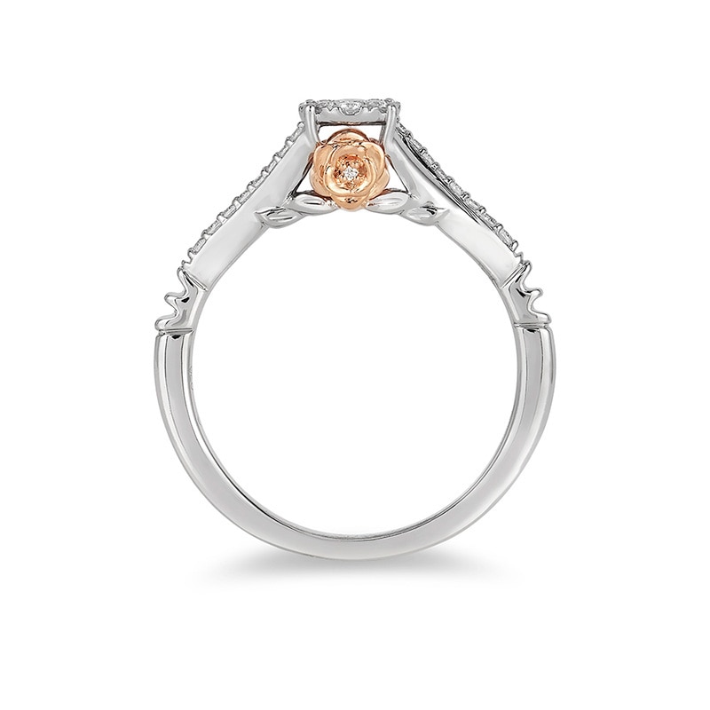 Main Image 3 of Enchanted Disney Belle 1/5 CT. T.W. Diamond Frame Promise Ring in 10K Two-Tone Gold