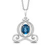 Thumbnail Image 0 of Enchanted Disney Cinderella Oval London Blue Topaz and 1/10 CT. T.W. Diamond Carriage Pendant in Sterling Silver - 19"