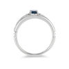 Thumbnail Image 3 of Enchanted Disney Cinderella Oval London Blue Topaz and 1/10 CT. T.W. Diamond Carriage Ring in Sterling Silver - Size 7