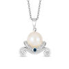 Thumbnail Image 1 of Enchanted Disney Cinderella Freshwater Cultured Pearl, Blue Topaz and Diamond Pendant in Sterling Silver-19"