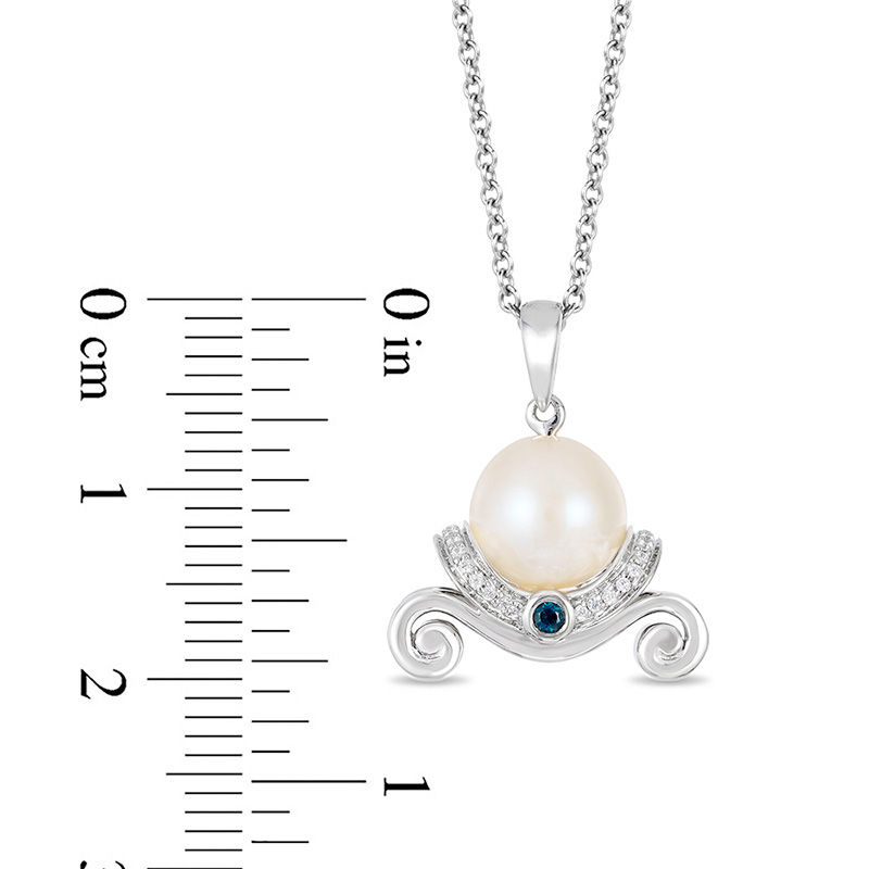 Main Image 3 of Enchanted Disney Cinderella Freshwater Cultured Pearl, Blue Topaz and Diamond Pendant in Sterling Silver-19"