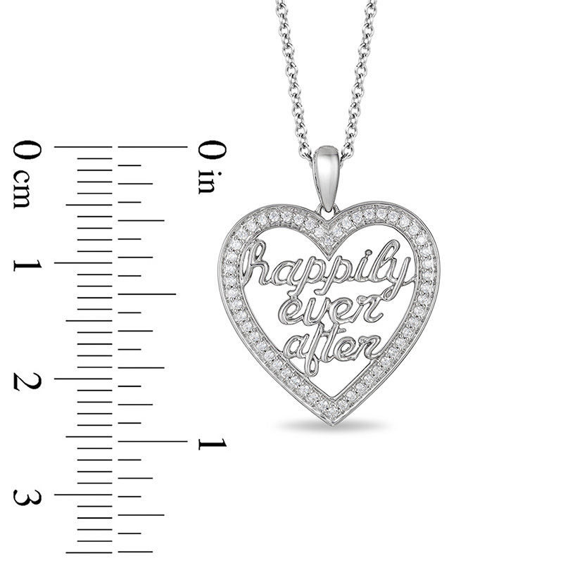 Main Image 3 of Enchanted Disney Princess 1/5 CT. T.W. Diamond "happily ever after" Heart Pendant in Sterling Silver - 19"