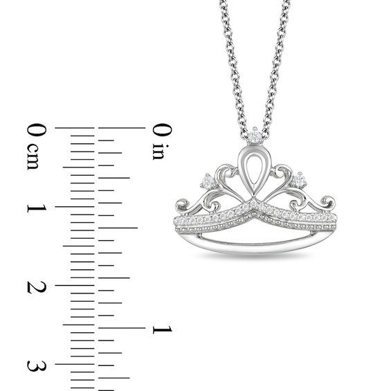 Enchanted Disney Princess 1/10 CT. T.w. Diamond Tiara Pendant in Sterling Silver - 19"