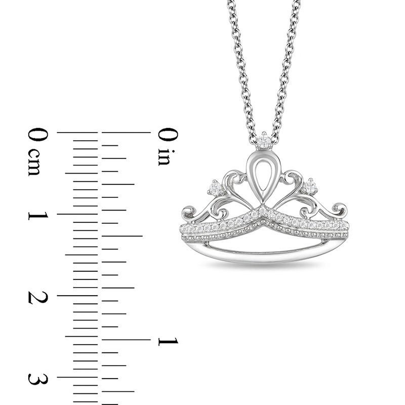 Main Image 3 of Enchanted Disney Princess 1/10 CT. T.W. Diamond Tiara Pendant in Sterling Silver - 19"