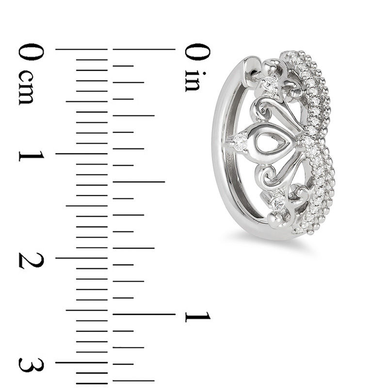 Main Image 2 of Enchanted Disney Princess 1/5 CT. T.W. Diamond Tiara Hoop Earrings in Sterling Silver