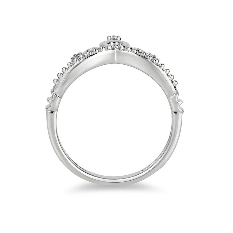 Main Image 3 of Enchanted Disney Princess 1/10 CT. T.W. Diamond Tiara Ring in Sterling Silver