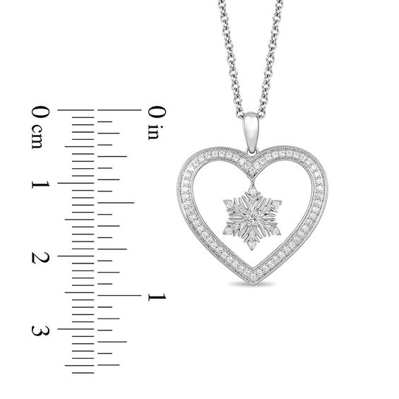 Enchanted Disney Elsa 1/5 CT. T.w. Diamond Snowflake Heart Pendant in Sterling Silver - 19"
