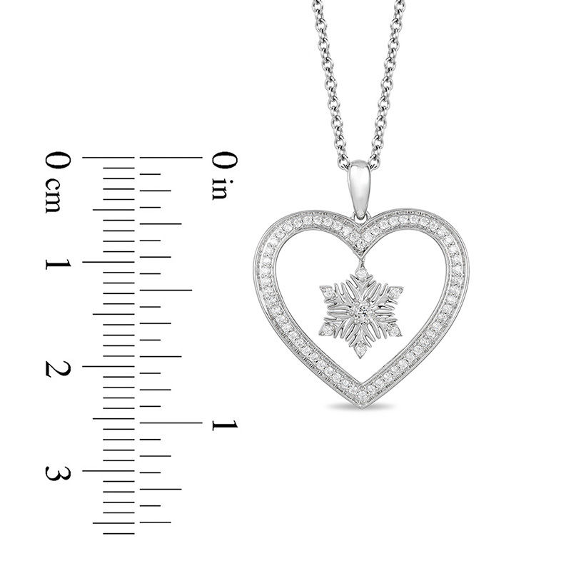 Main Image 3 of Enchanted Disney Elsa 1/5 CT. T.W. Diamond Snowflake Heart Pendant in Sterling Silver - 19"