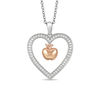 Thumbnail Image 1 of Enchanted Disney Snow White 1/5 CT. T.W. Diamond Apple Heart Pendant in Sterling Silver and 10K Rose Gold - 19"