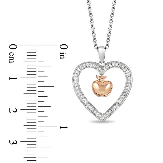 Enchanted Disney Snow White 1/5 CT. T.w. Diamond Apple Heart Pendant in Sterling Silver and 10K Rose Gold - 19"