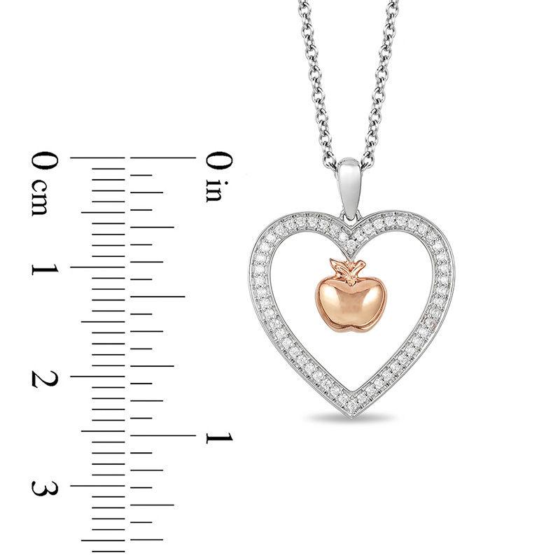 Enchanted Disney Snow White 1/5 CT. T.W. Diamond Apple Heart Pendant in Sterling Silver and 10K Rose Gold - 19"