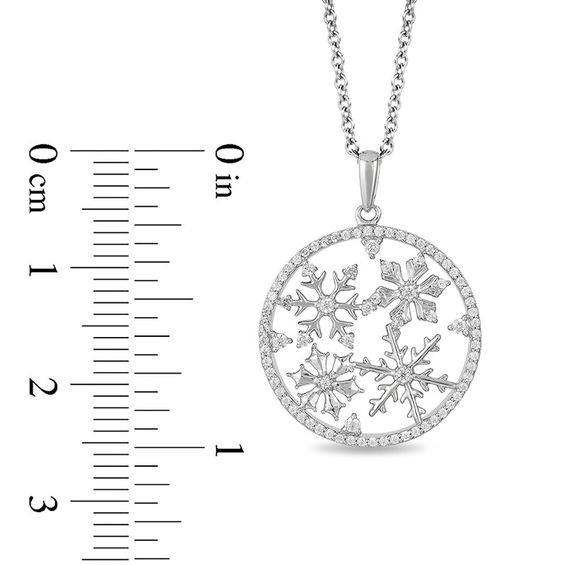 Enchanted Disney Elsa 1/4 CT. T.w. Diamond Snowflake Circle Pendant in Sterling Silver - 19"