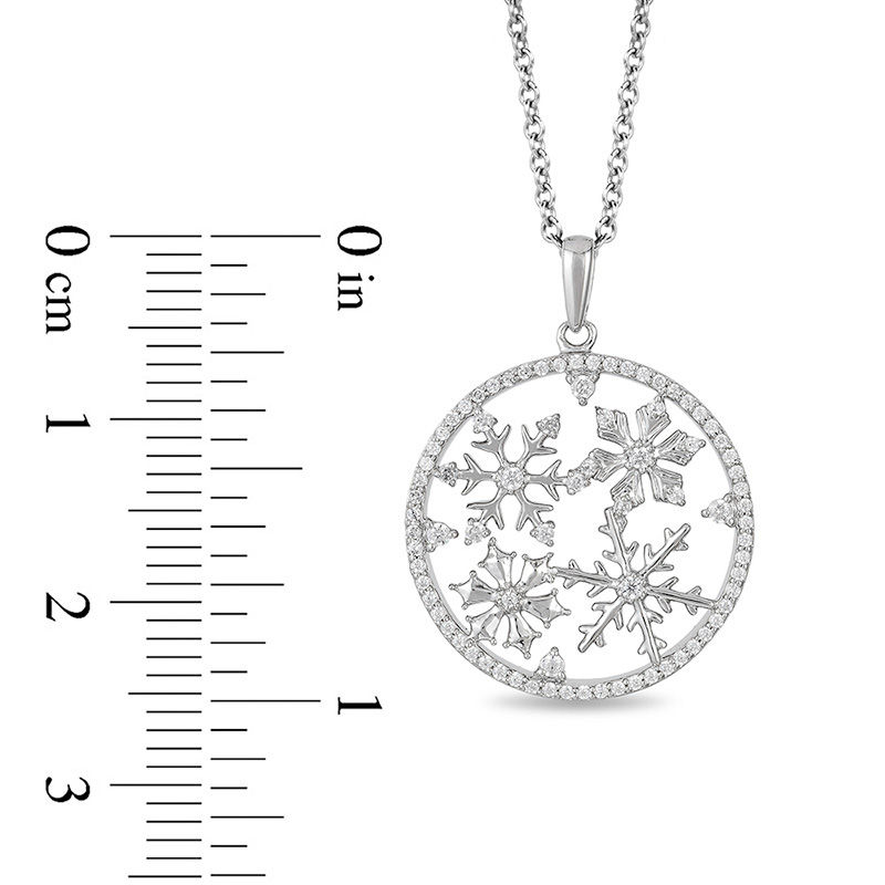 Enchanted Disney Elsa 1/4 CT. T.W. Diamond Snowflake Circle Pendant in Sterling Silver - 19"