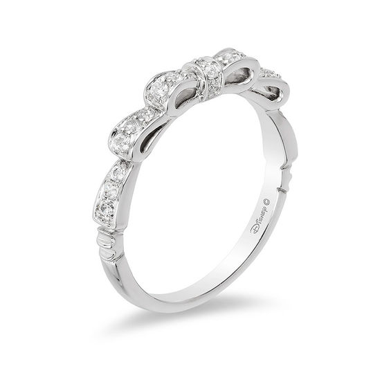 Enchanted Disney Snow White 1/4 CT. T.w. Diamond Bow Wedding Band in 14K White Gold