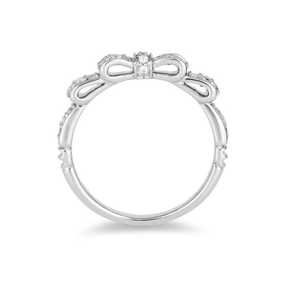 Enchanted Disney Snow White 1/4 CT. T.w. Diamond Bow Wedding Band in 14K White Gold