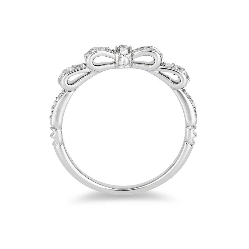 Main Image 3 of Enchanted Disney Snow White 1/4 CT. T.W. Diamond Bow Wedding Band in 14K White Gold