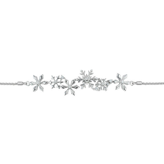 Enchanted Disney Elsa 1/6 CT. T.w. Diamond Snowflake Bolo Bracelet in Sterling Silver - 9.5"