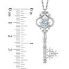 Thumbnail Image 2 of Enchanted Disney Elsa 5.0mm Aquamarine and 1/10 CT. T.W. Diamond Key Pendant in Sterling Silver - 19"