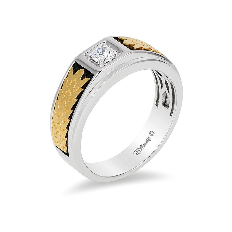 Enchanted Disney Men's 1/5 CT. Diamond Solitaire Crown Band in 14K Two-Tone Gold