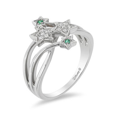 Enchanted Disney Tinker Bell Diamond Engagement and Wedding Ring Two Tone Sterling Silver Tinker Bell Ring Antique Ring Extraordinary Ring