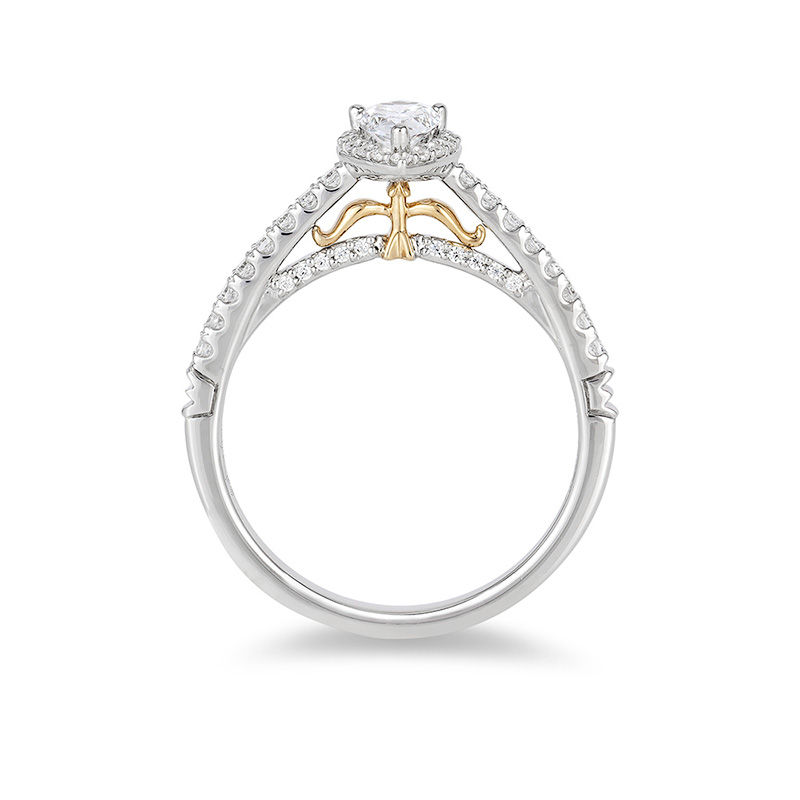 Enchanted Disney Merida 1/2 CT. T.W. Pear-Shaped Diamond Frame Engagement Ring in 14K Two-Tone Gold