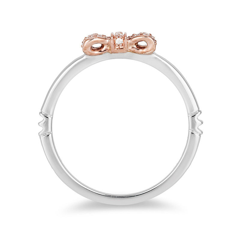 Main Image 3 of Enchanted Disney Snow White 1/10 CT. T.W. Diamond Bow Anniversary Band in 14K Two-Tone Gold