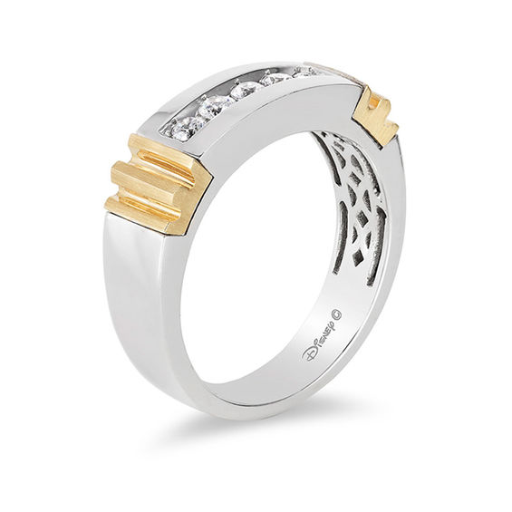 Enchanted Disney 1/3 CT. T.w. Diamond Five Stone Crown Wedding Band in 14K Two-Tone Gold