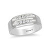 Thumbnail Image 0 of Enchanted Disney Men's 1/4 CT. T.W. Diamond Two Row Wedding Band in 14K White Gold