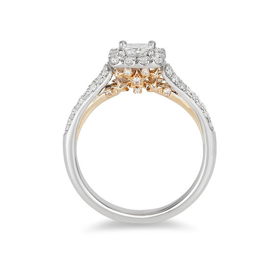 Enchanted Disney Tinker Bell 3/4 CT. T.w. Princess-Cut Diamond Frame Engagement Ring in 14K Two-Tone Gold