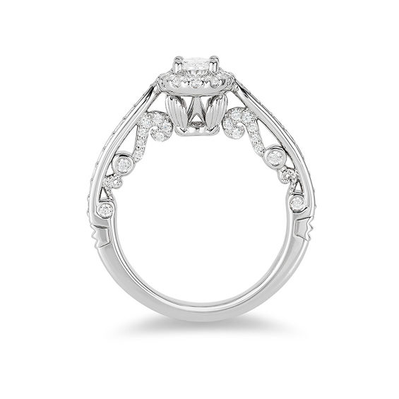 Enchanted Disney Ariel 1 CT. T.w. Oval Diamond Frame Engagement Ring in 14K White Gold
