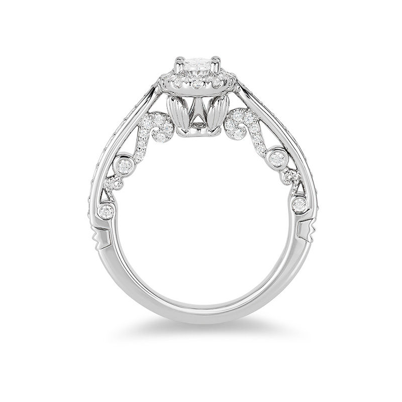 Enchanted Disney Ariel 1 CT. T.W. Oval Diamond Frame Engagement Ring in 14K White Gold