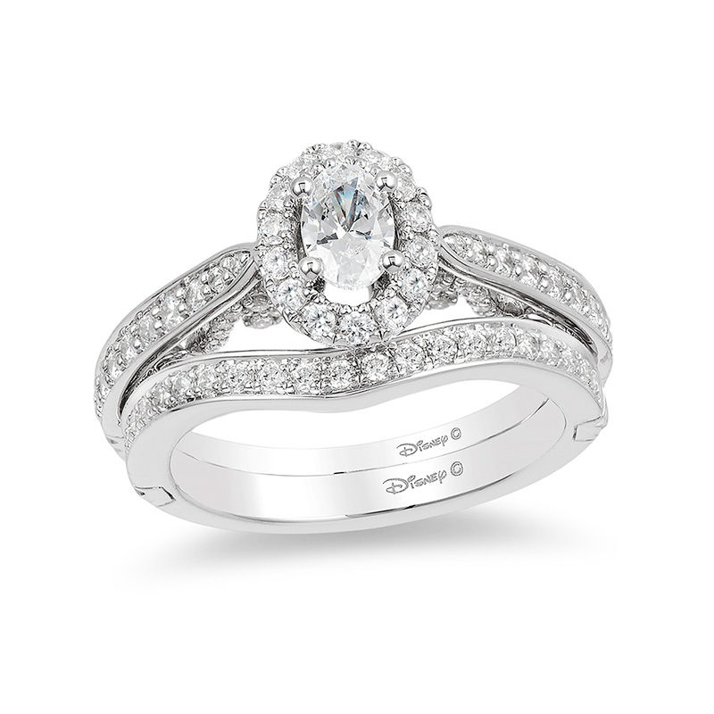 Enchanted Disney Ariel 1 CT. T.W. Oval Diamond Frame Engagement Ring in 14K White Gold