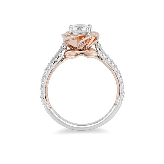 Enchanted Disney Belle 1-1/4 CT. T.w. Diamond Rose Frame Engagement Ring in 14K Two-Tone Gold