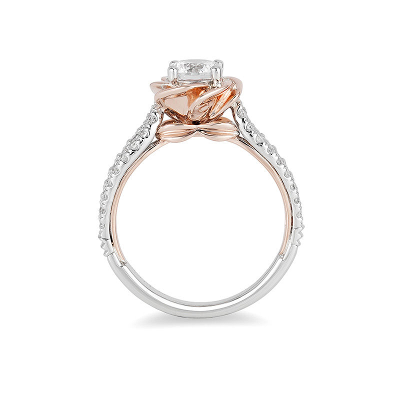 Enchanted Disney Belle 1-1/4 CT. T.W. Diamond Rose Frame Engagement Ring in 14K Two-Tone Gold