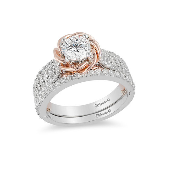 Enchanted Disney Belle 1-1/4 CT. T.w. Diamond Rose Frame Engagement Ring in 14K Two-Tone Gold