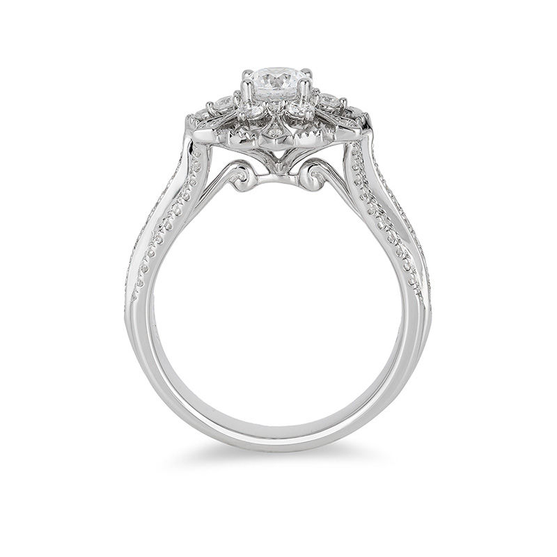 Enchanted Disney Elsa 1 CT. T.W. Diamond Snowflake Frame Engagement Ring in 14K White Gold