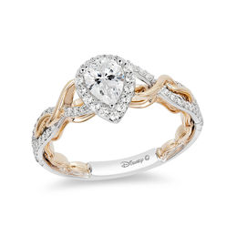 Enchanted Disney Rapunzel 3/4 CT. T.W. Pear-Shaped Diamond Frame Twist Engagement Ring in 14K Two-Tone Gold - Size 7