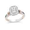 Thumbnail Image 1 of Enchanted Disney Snow White 5/8 CT. T.W. Emerald-Cut Diamond Frame Engagement Ring in 14K Two-Tone Gold