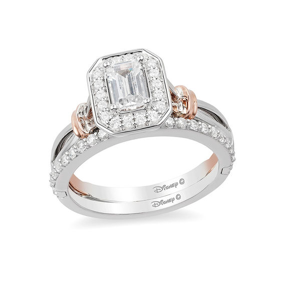 Enchanted Disney Snow White 5/8 CT. T.w. Emerald-Cut Diamond Frame Engagement Ring in 14K Two-Tone Gold
