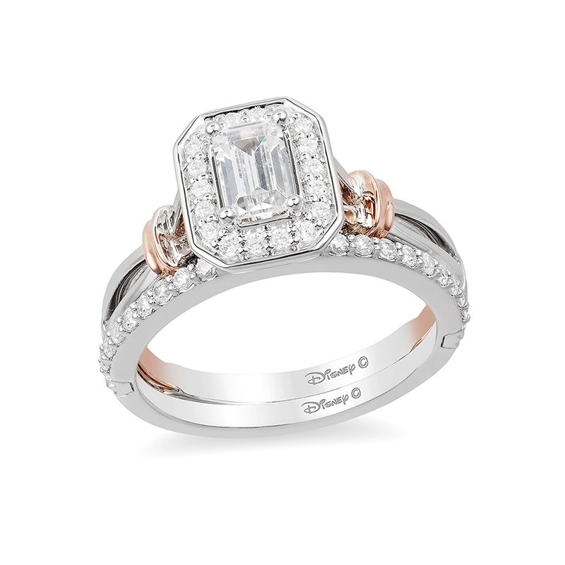 Main Image 3 of Enchanted Disney Snow White 5/8 CT. T.W. Emerald-Cut Diamond Frame Engagement Ring in 14K Two-Tone Gold