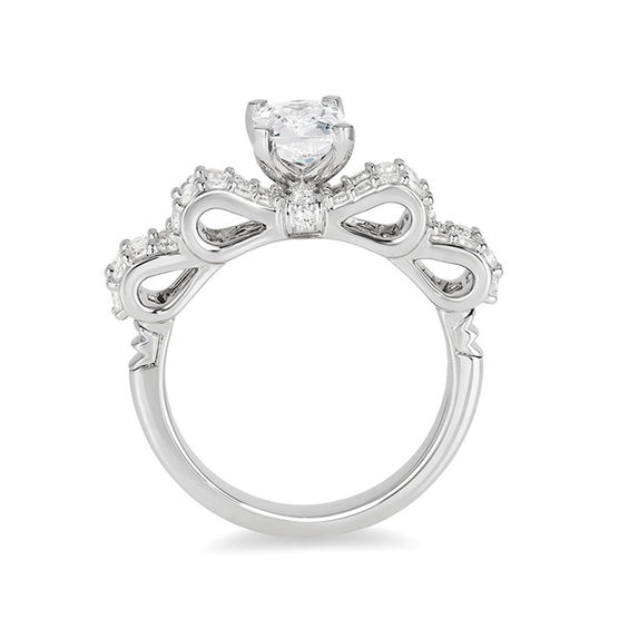 Enchanted Disney Snow White 1-3/4 CT. T.w. Emerald-Cut Diamond Bow Engagement Ring in 14K White Gold
