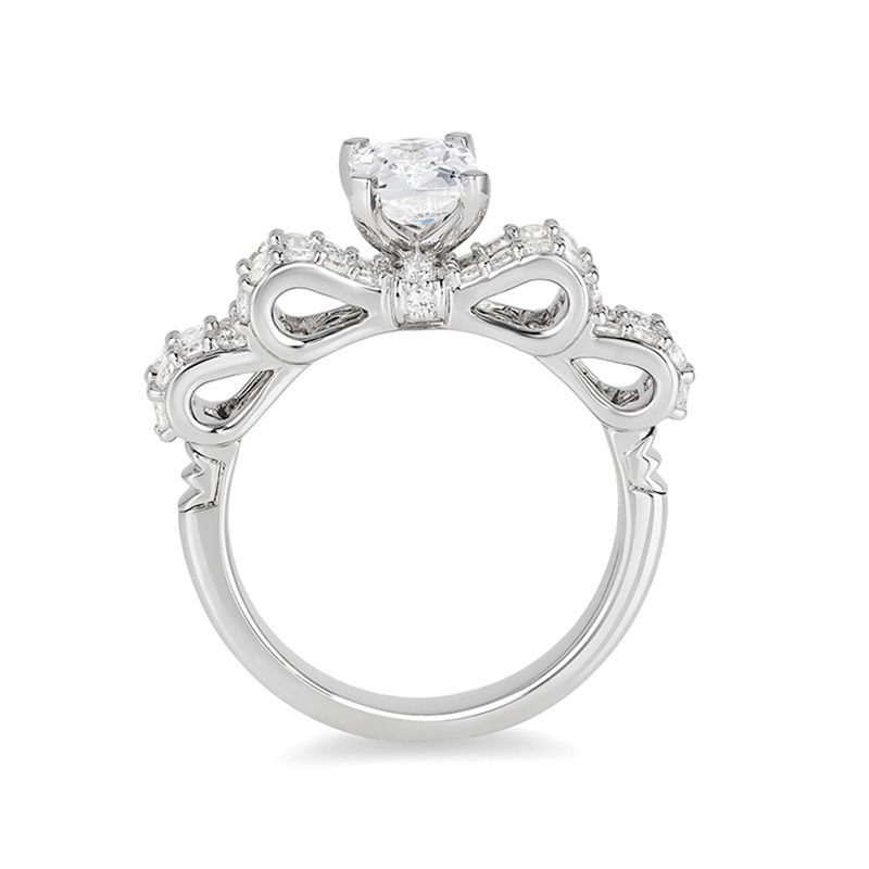 Enchanted Disney Snow White 1-3/4 CT. T.W. Emerald-Cut Diamond Bow Engagement Ring in 14K White Gold