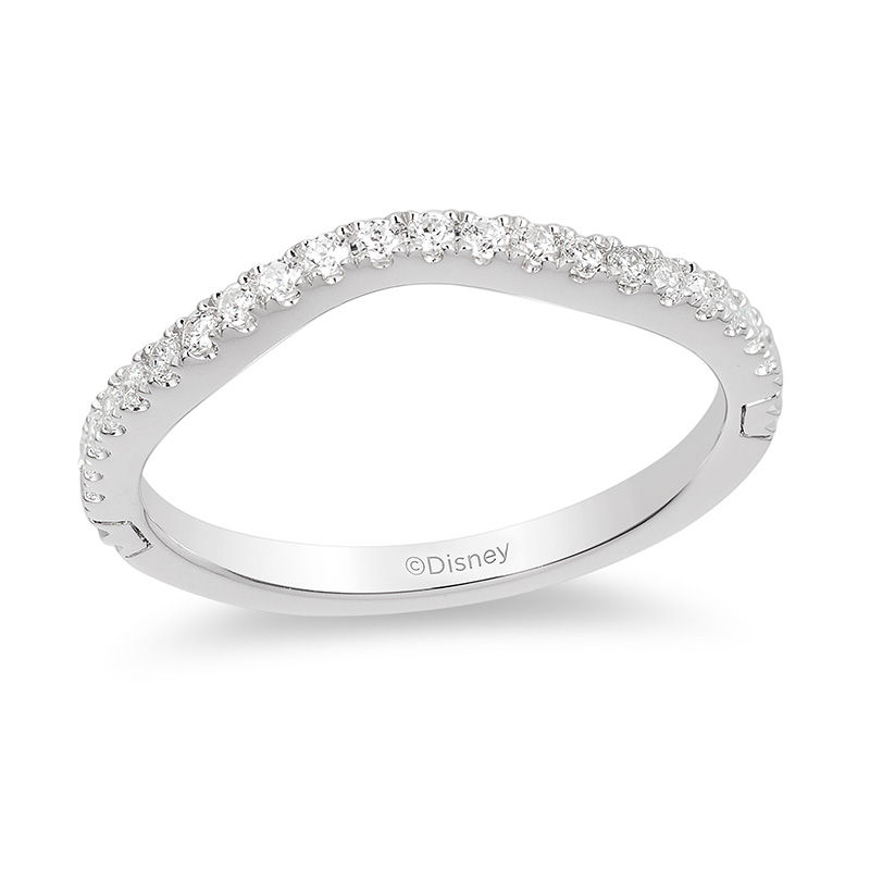 Enchanted Disney Princess 1/5 CT. T.W. Diamond Contour Wedding Band in 14K White Gold