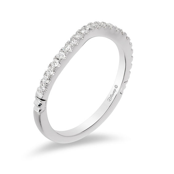 Enchanted Disney Princess 1/5 CT. T.w. Diamond Contour Wedding Band in 14K White Gold